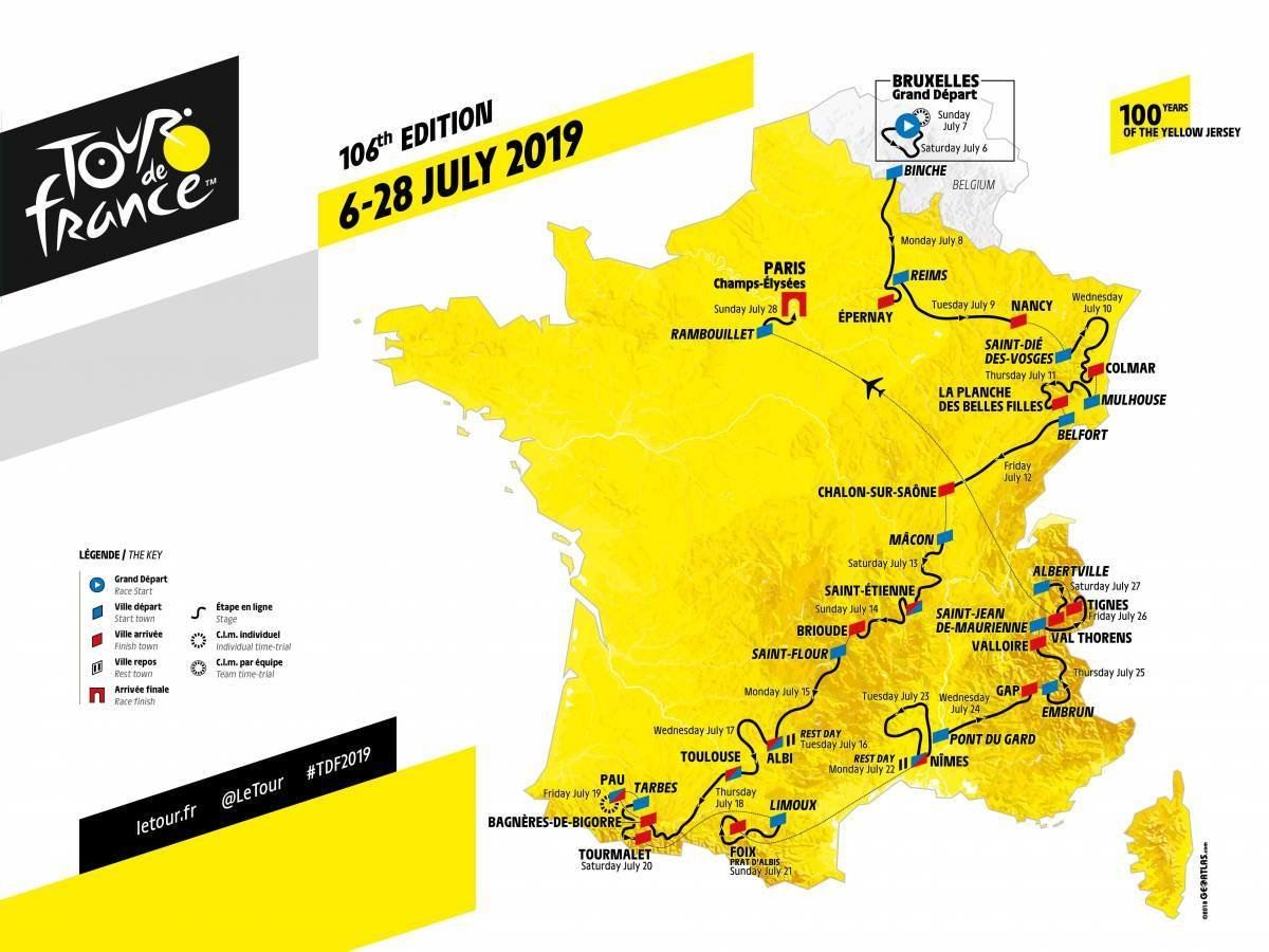 Маршрут Тур Де Франс 2019